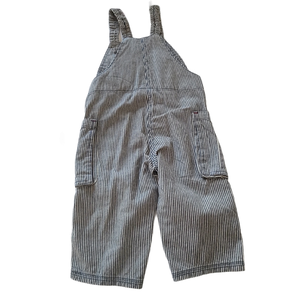 NWT Vintage Kids Denim Railroad Conductor Hickory Striped Dungaree Overalls - Picture 2 of 13